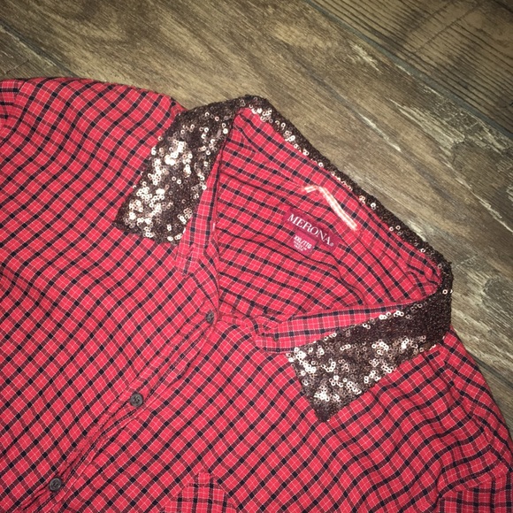 Sequin Collared Flannel - Picture 2 of 3